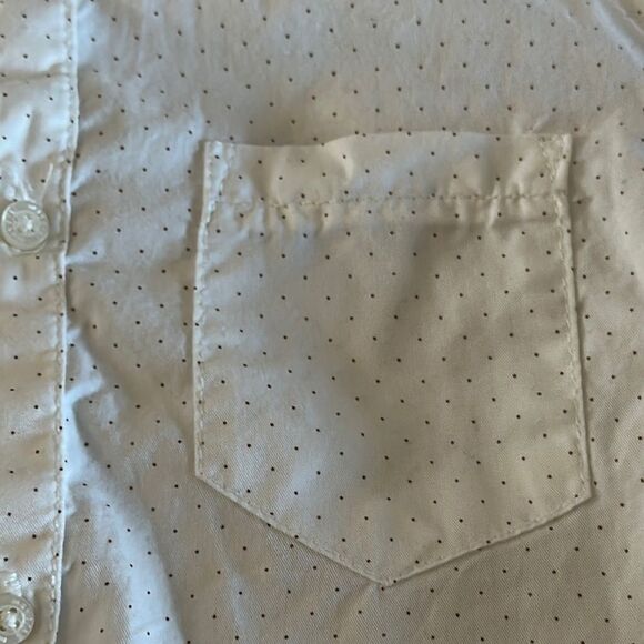 Mayoral Boys White Button-Up Slim Fit Polka Brown Dot Shirt - Size 7 - Picture 3 of 7
